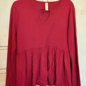 Altar'd State Deep Red‎ Long Sleeve Tunic